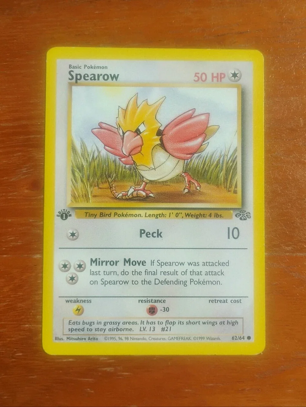 LP WOTC 1999 1st Edition Spearow 62/64 Jungle Set Pokemon Card